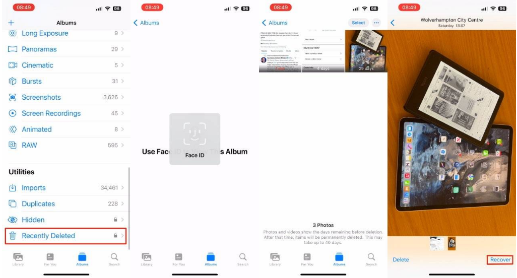 江岸苹果14维修分享 iPhone14 上恢复已删除的照片 